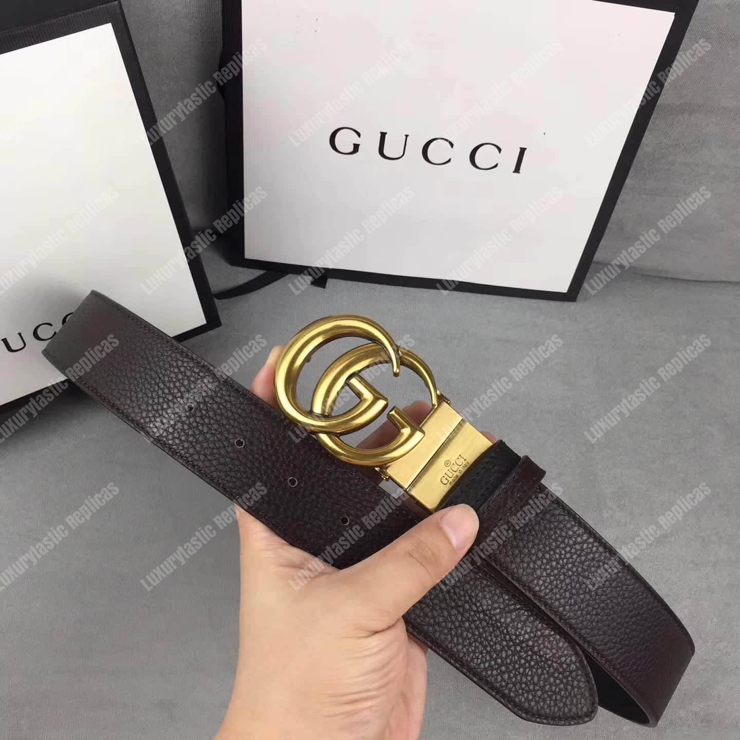 G*u*i reversible leather belt with double g buckle