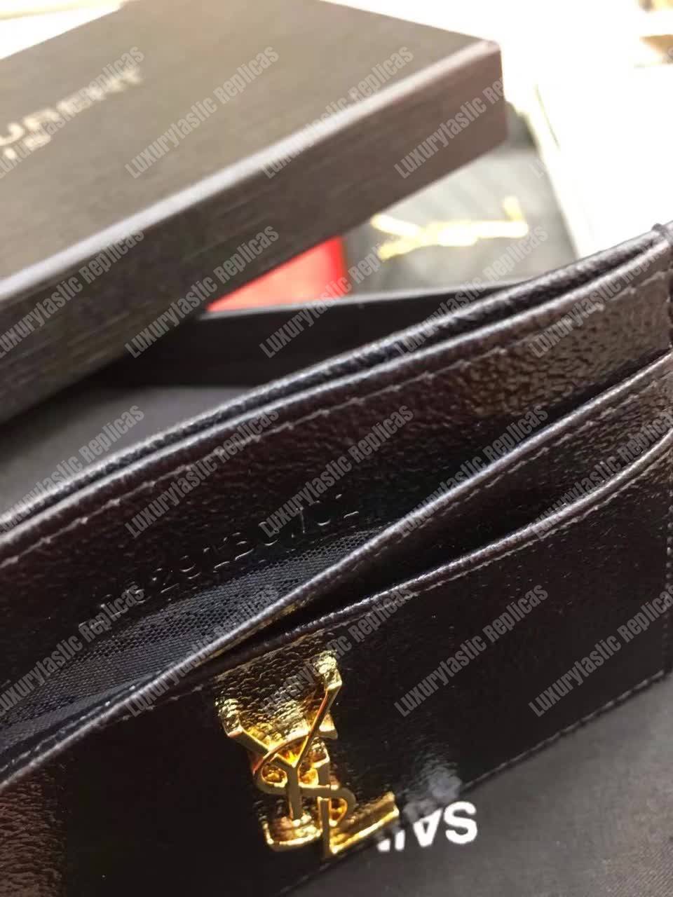 Saint Laurent Monogram Card Case Glitter Black