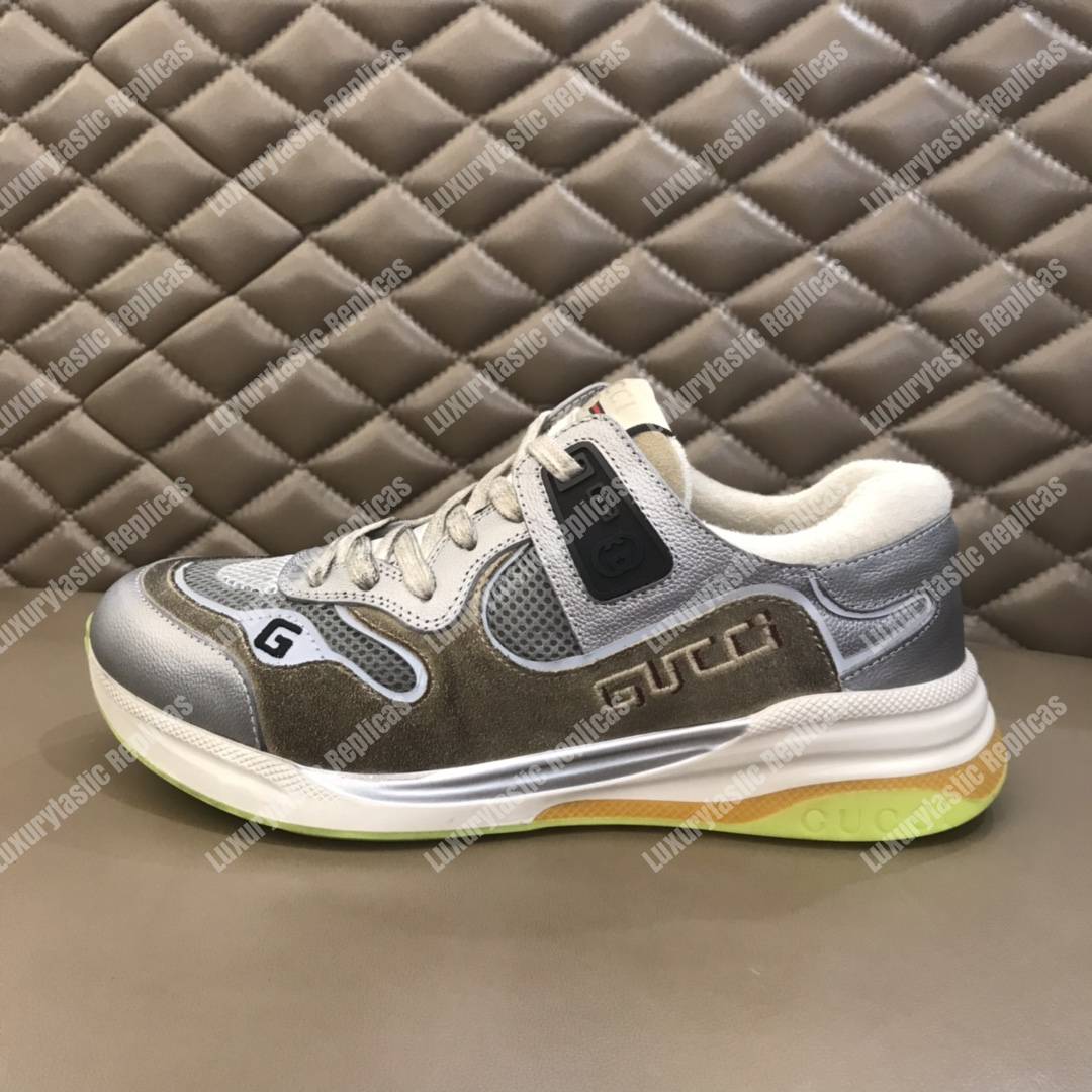 G*u*i ultrapace sneaker silver metallic leather