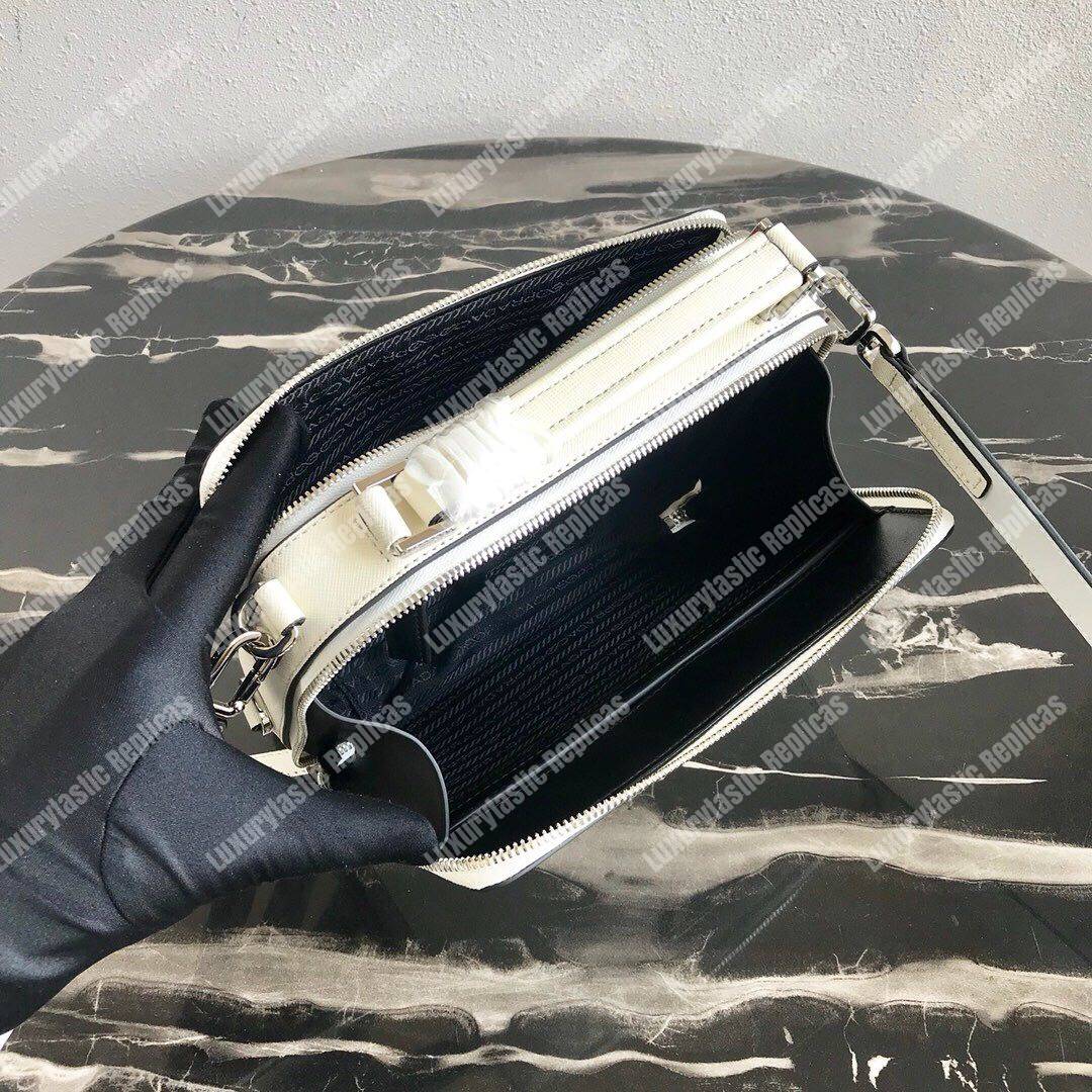 Pra*a brique saffiano leather bag white