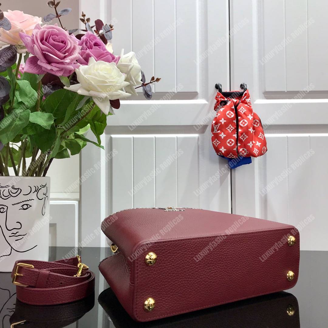 LV Capucines BB Taurillon Python Bordeaux