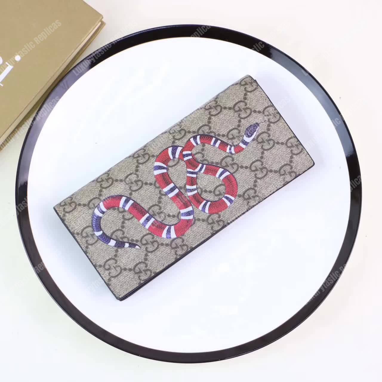 G*u*i kingsnake print gg sup*e long wallet