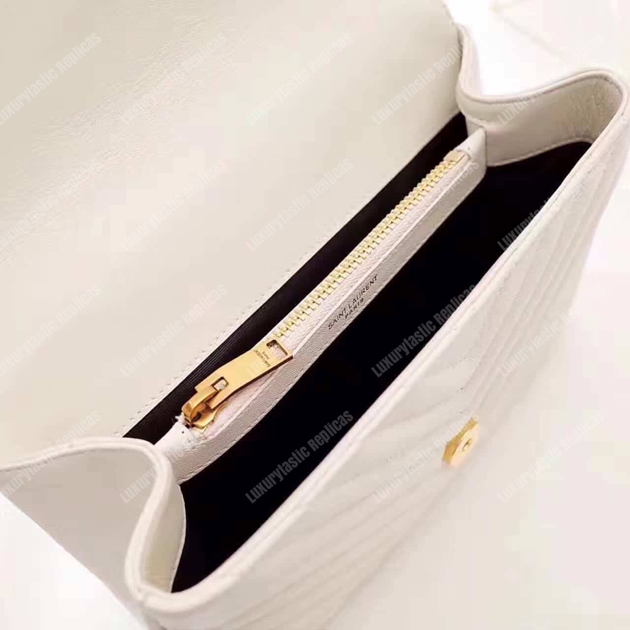 Saint Laurent Classic Medium College Monogram White Gold-Toned