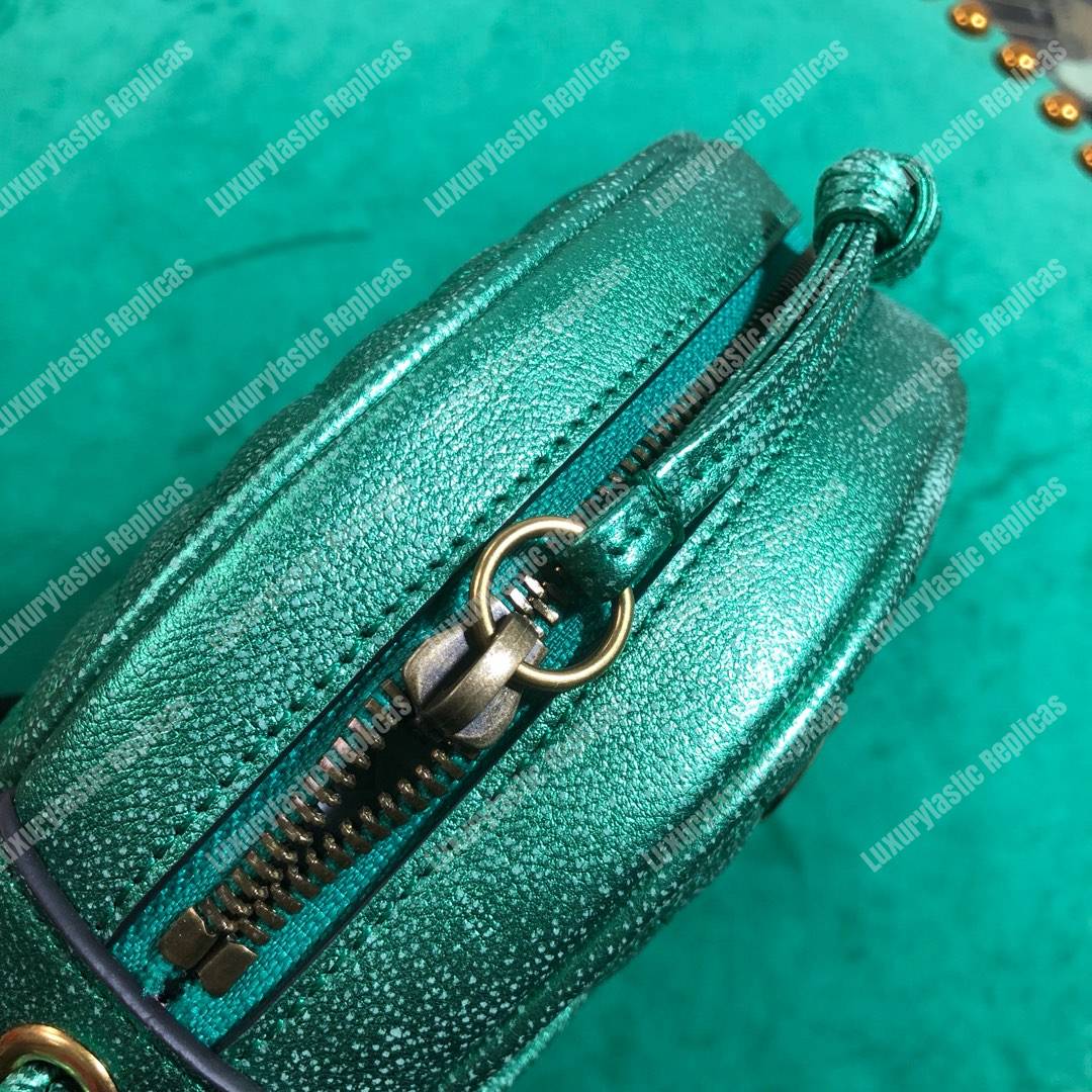G*u*i laminated leather mini bag green
