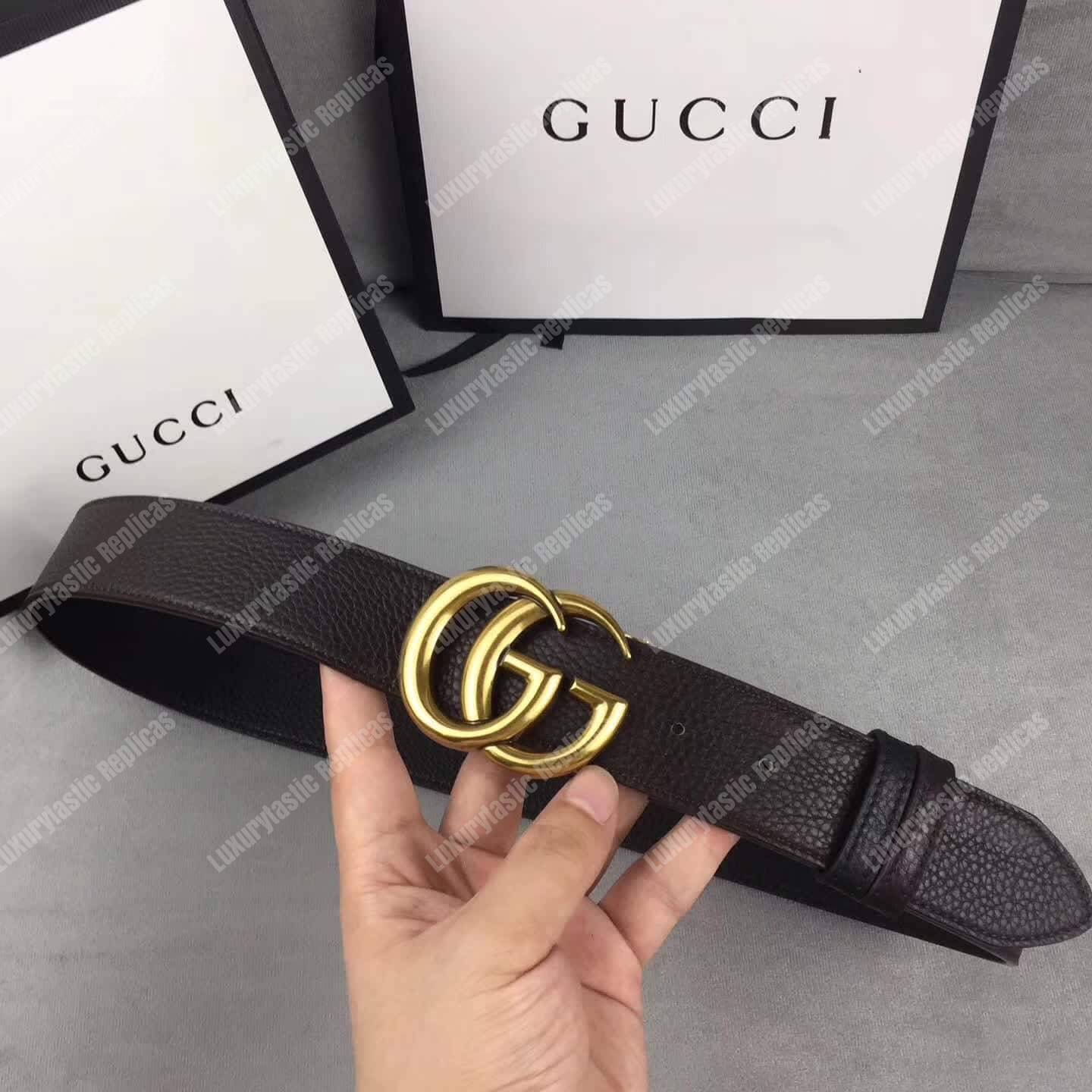 G*u*i reversible leather belt with double g buckle