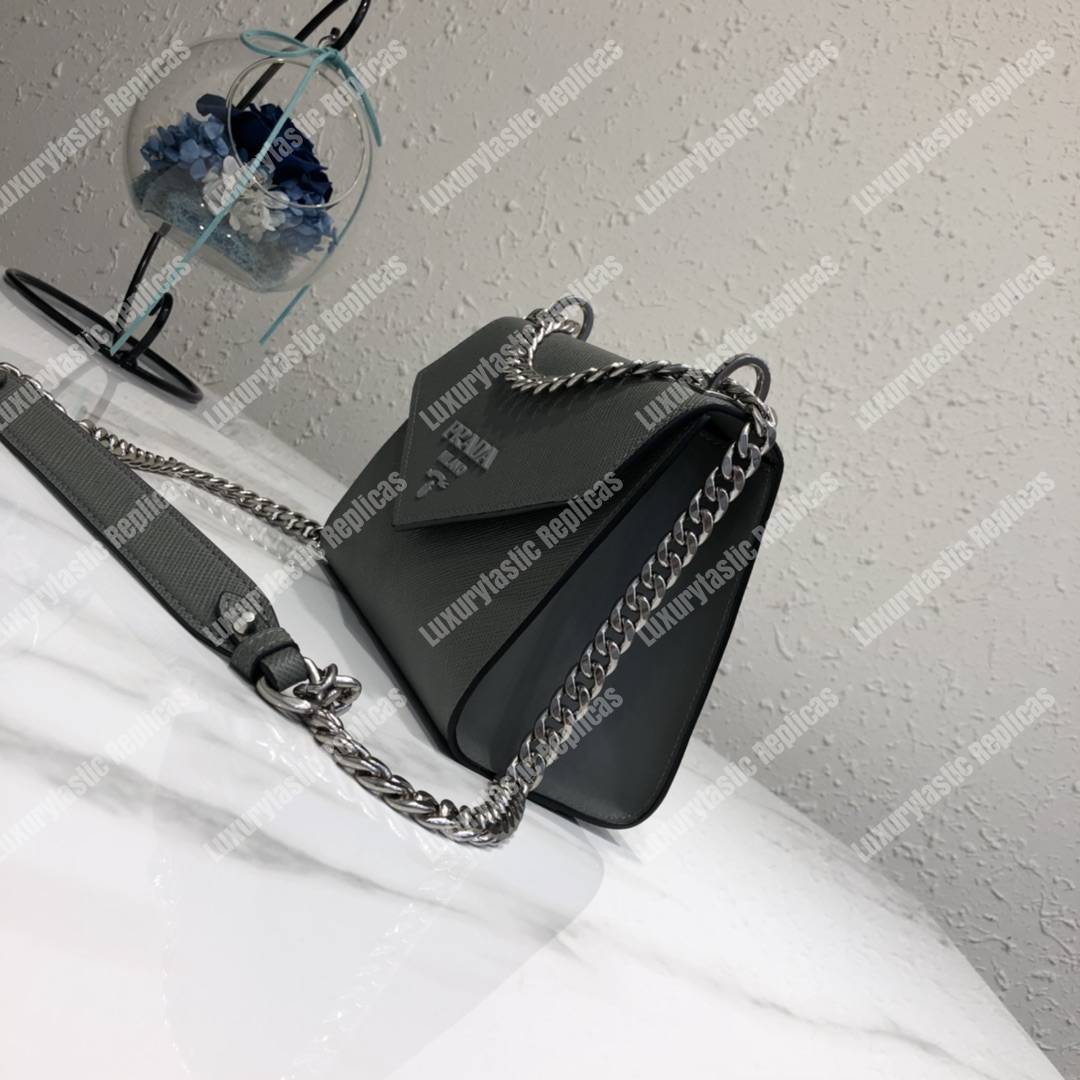 Pra*a monochrome saffiano leather bag dark grey