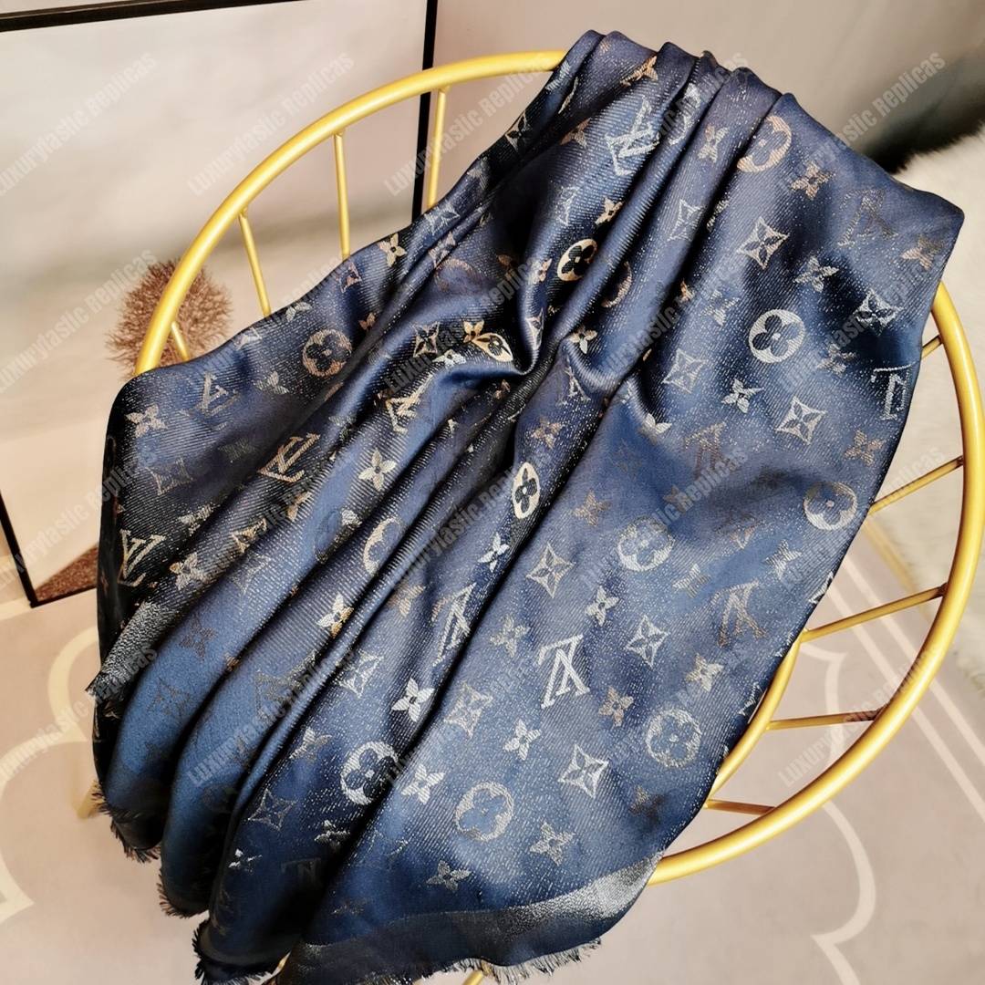 LV Monogram Shine Shawl Bleu Nuit