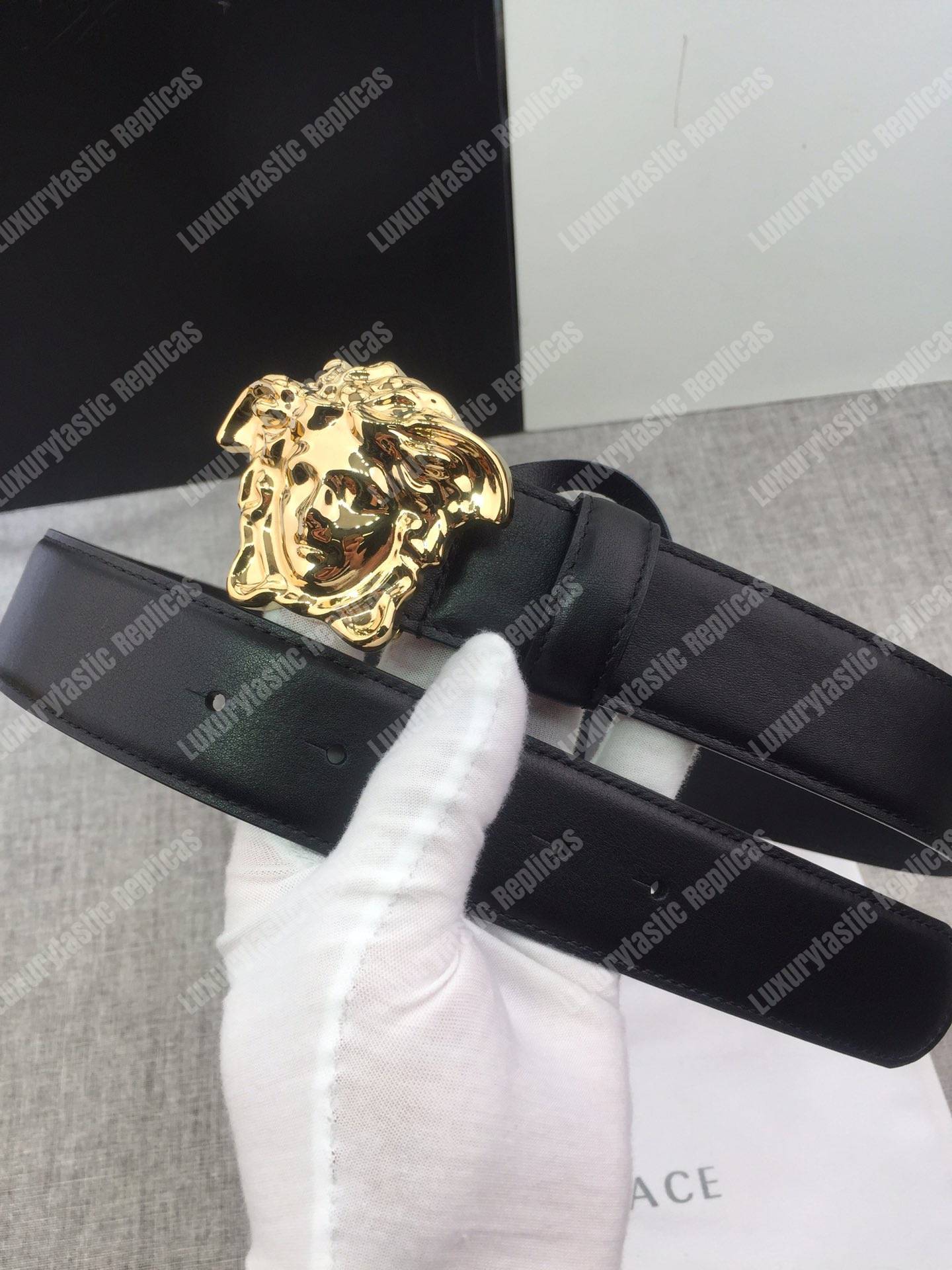 Versace Palazzo Belt with Gold Medusa Buckle