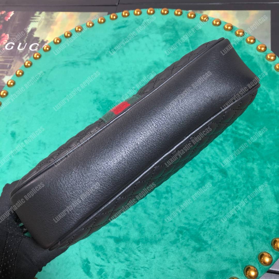 G*u*i quilted leather small shoulder bag black