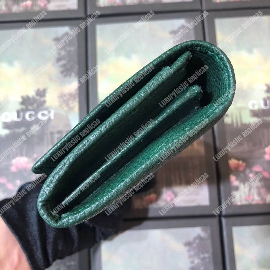 G*u*i garden leather continental wallet green with bat