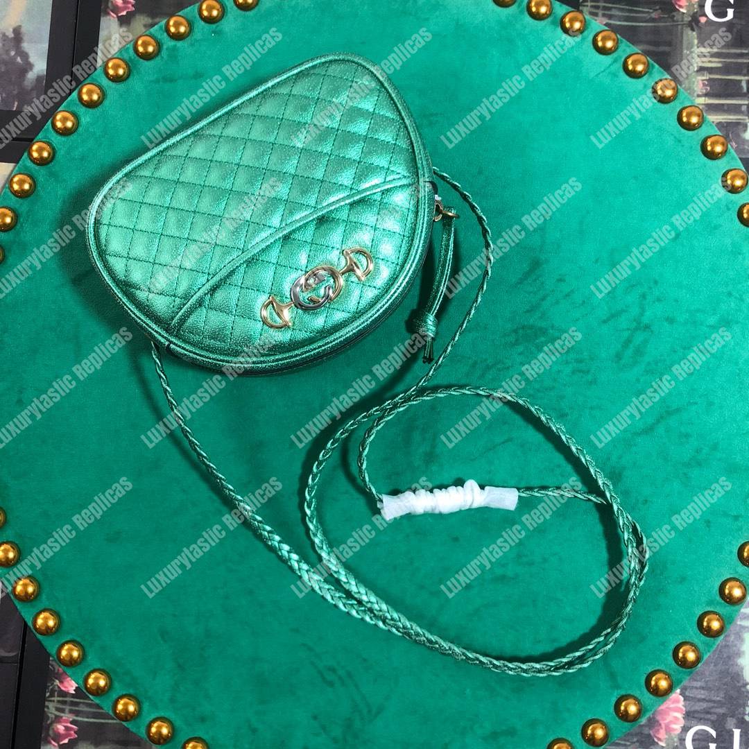 G*u*i laminated leather mini bag green