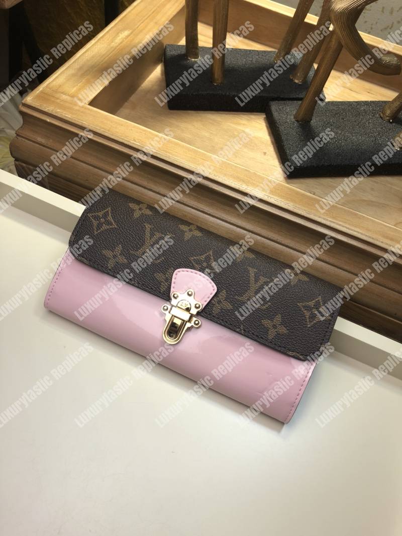LV Cherrywood Wallet Patent Leather Rose Ballerine