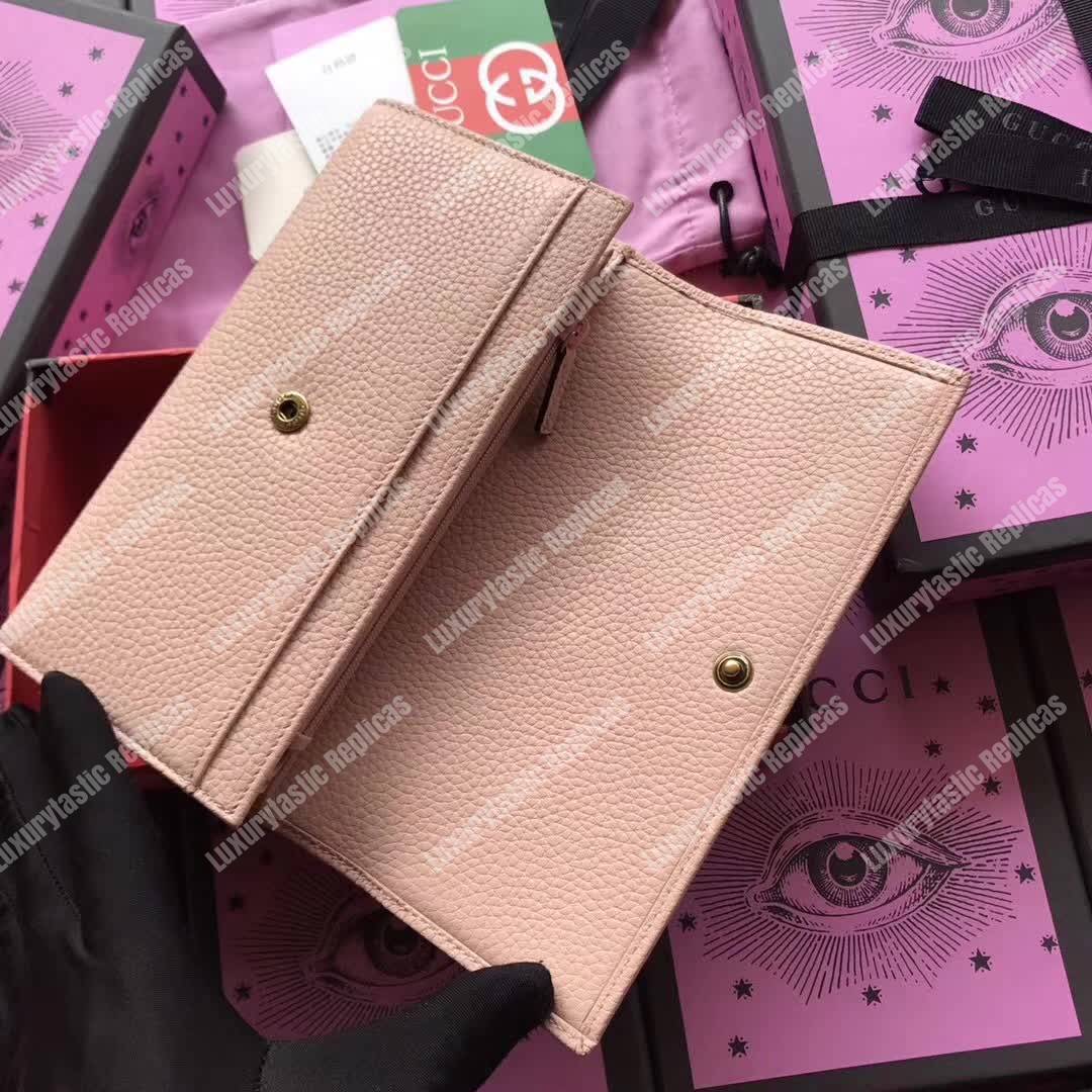 G*u*i gg leather continental wallet with butterfly light pink