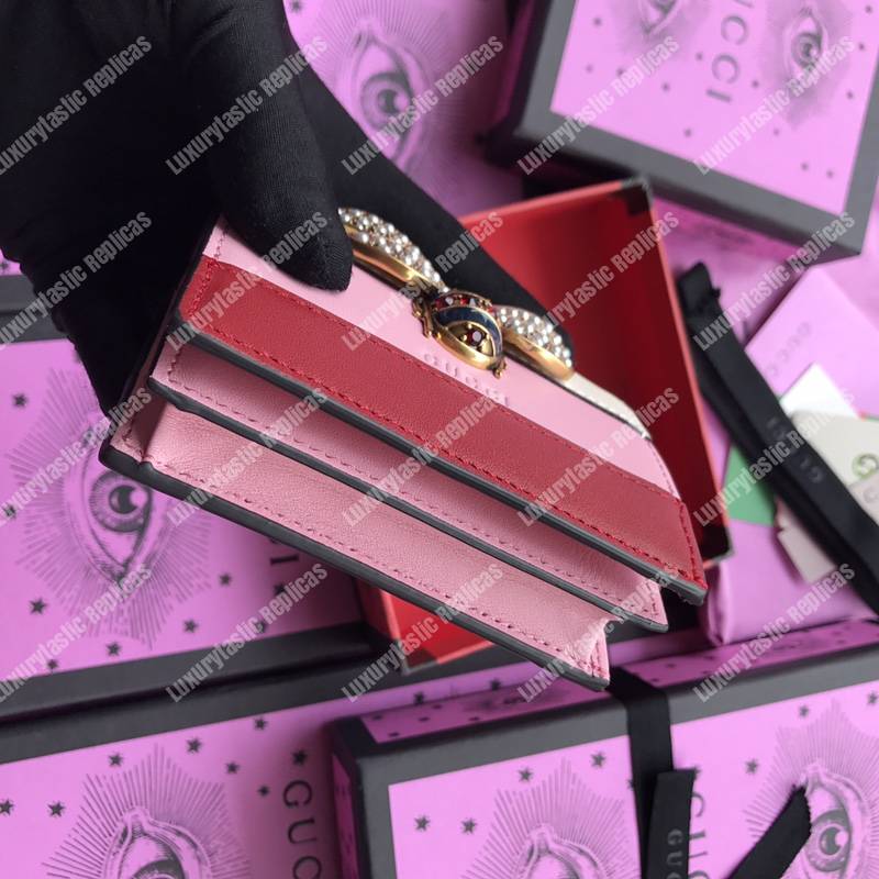 G*u*i queen margaret leather card case wallet white pink red