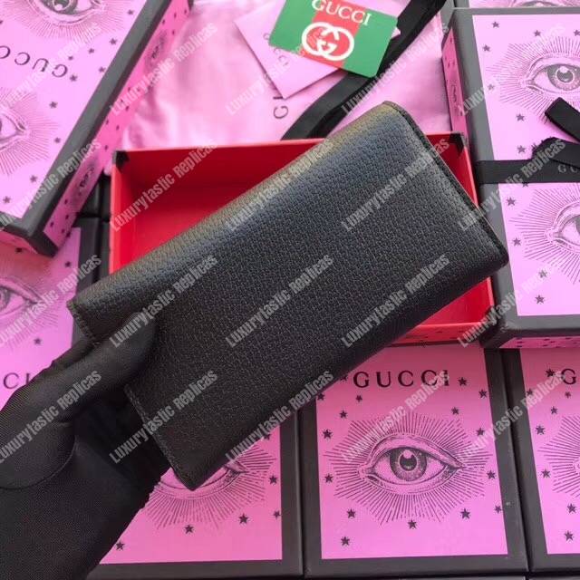 G*u*i embroidered leather continental wallet black