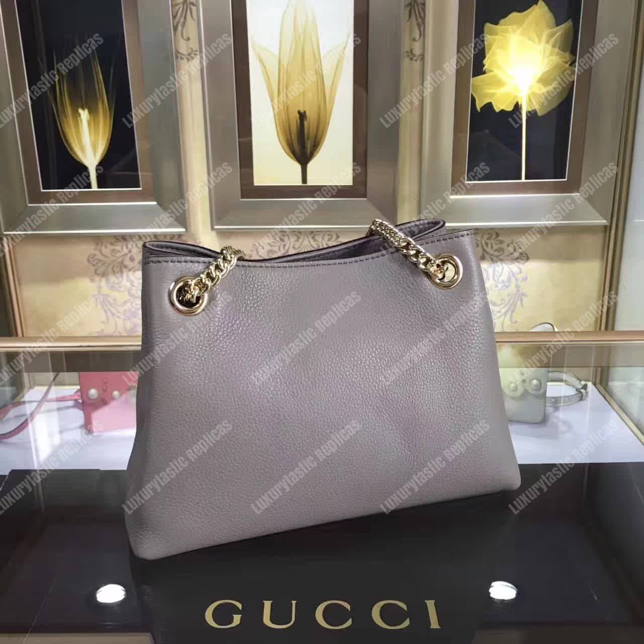 G*u*i soho leather chain strap shoulder bag grey