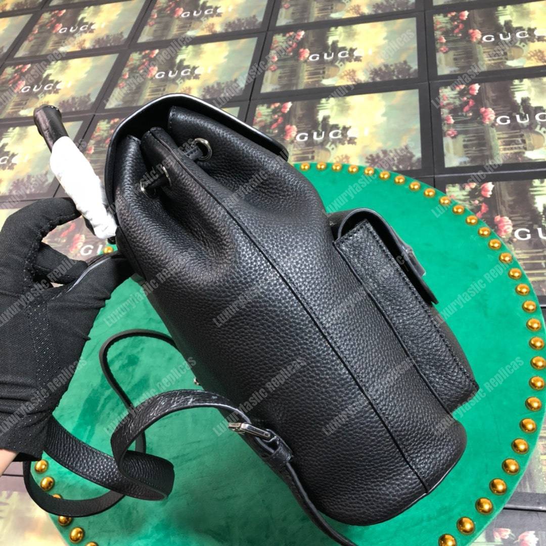 G*u*i leather bamboo tassel backpack black