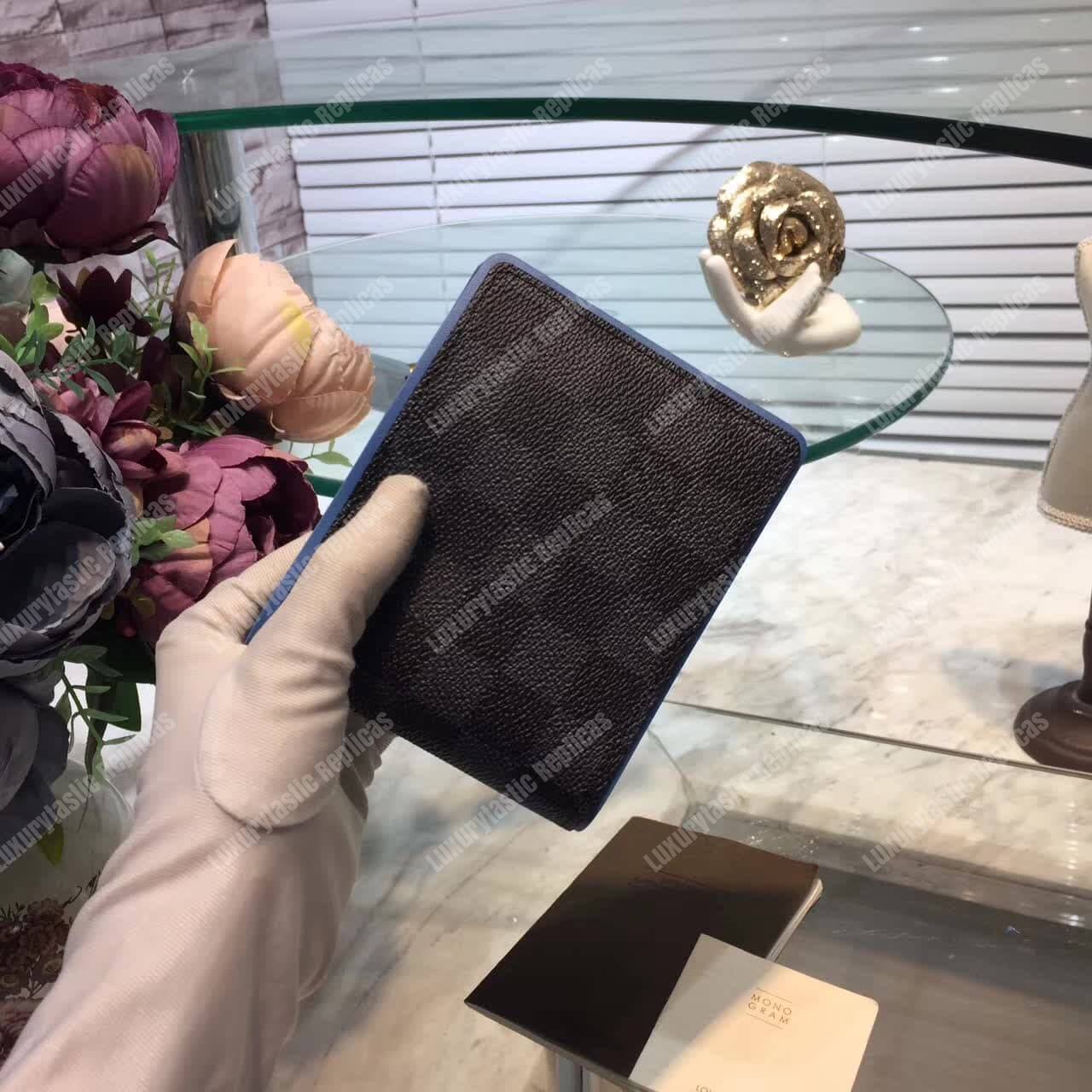 LV Multiple Wallet Damier Graphite Canvas Blue Neon