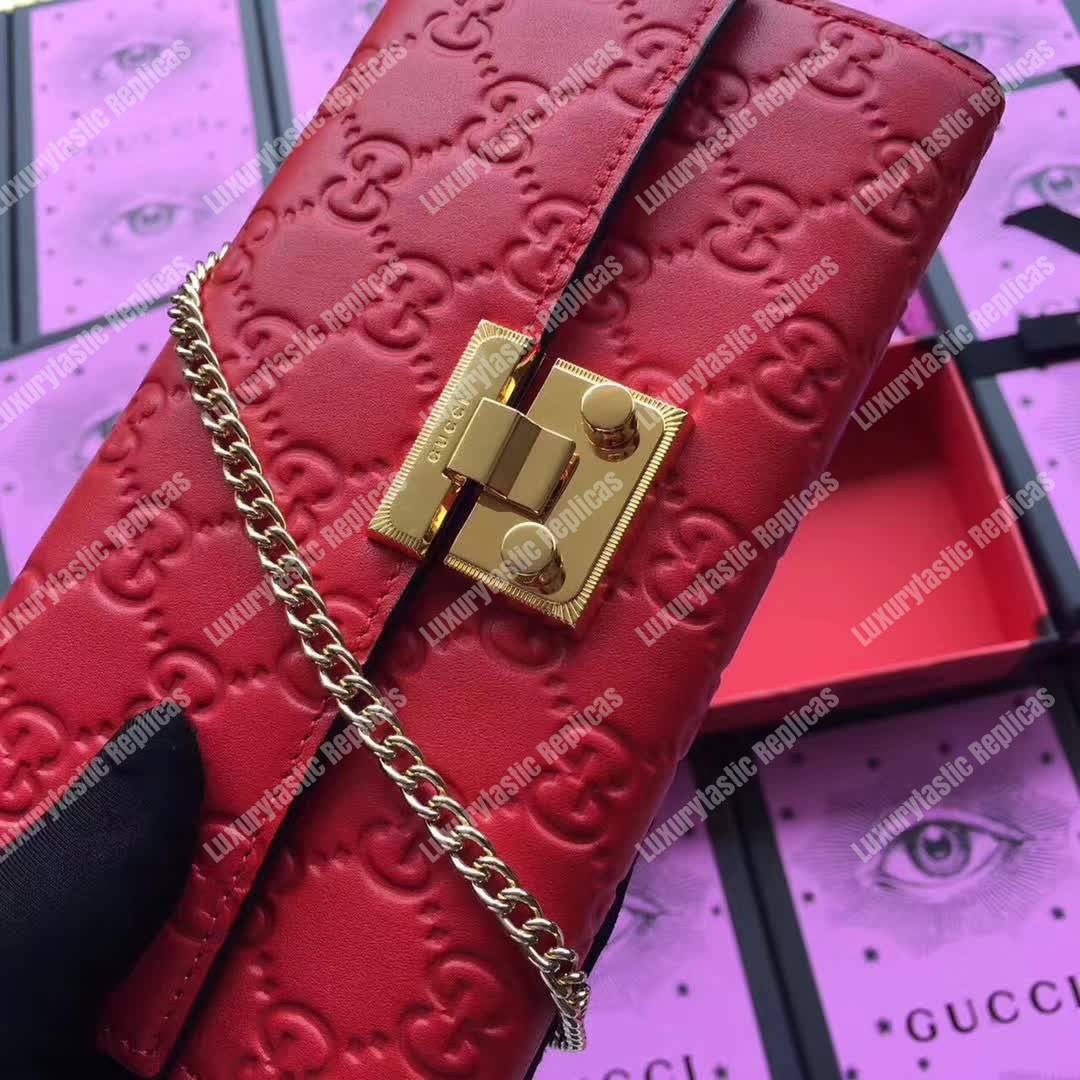 G*u*i gg padlock continental wallet red