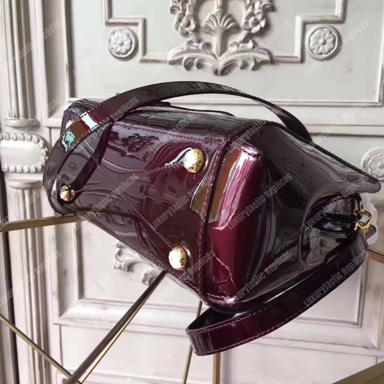 LV Montaigne BB Tote Bag Monogram Vernis Amarante