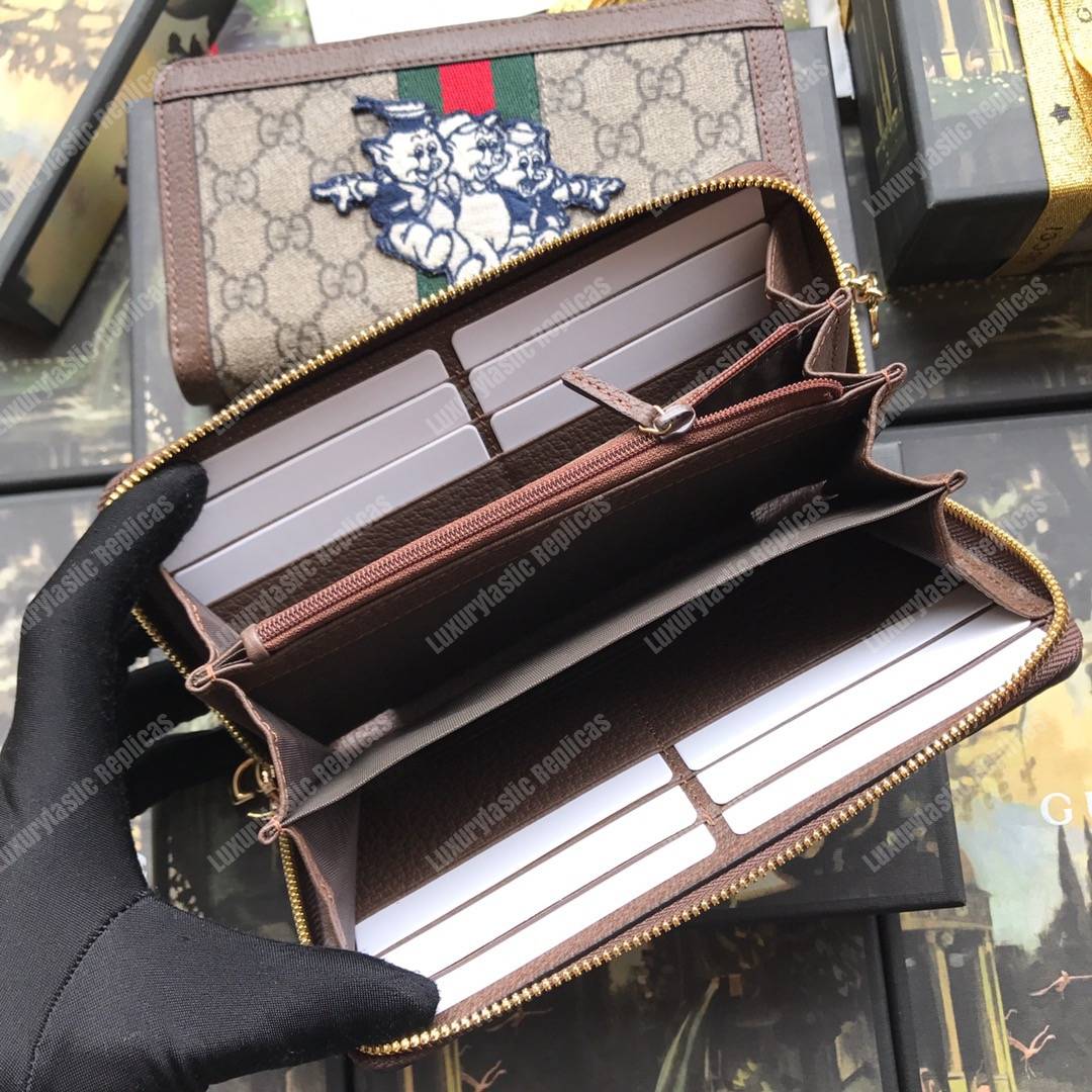 G*u*i ophidia gg zip around wallet with three little pigs