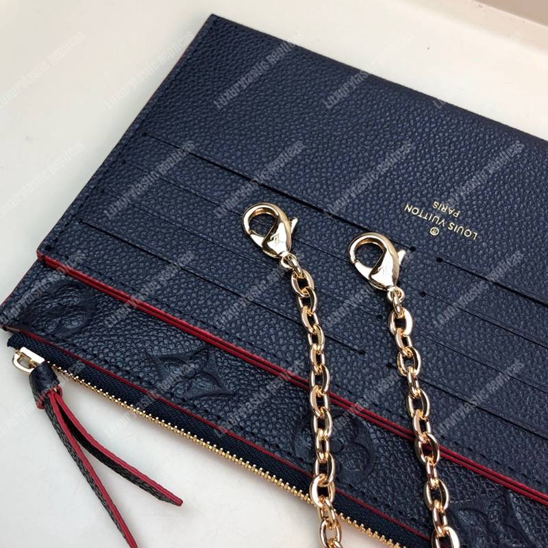 LV Pochette Felicie Monogram Empreinte Leather Marine Rouge