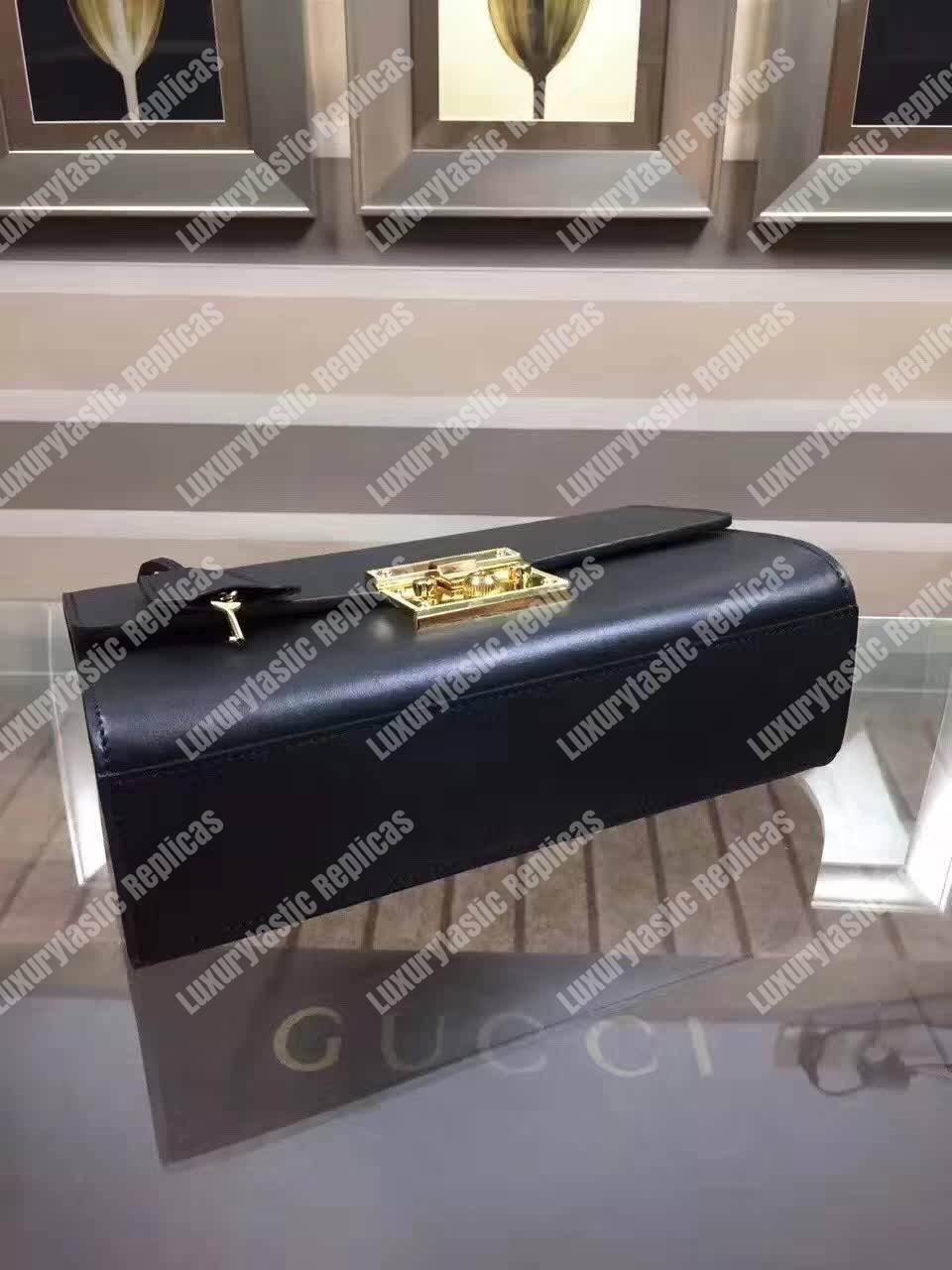 G*u*i padlock leather shoulder bag black