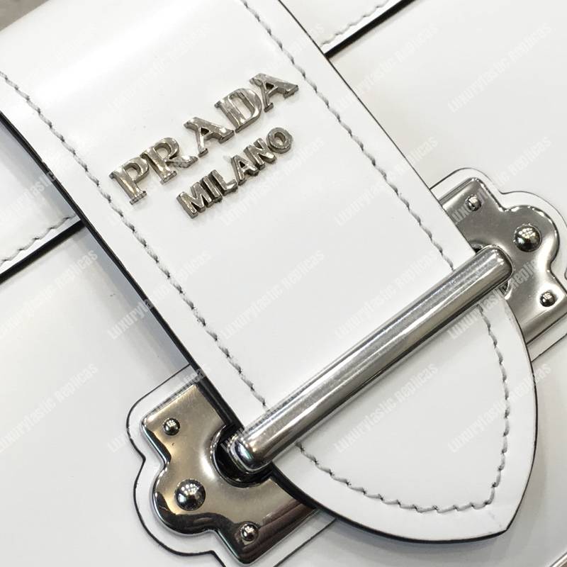 Pra*a cahier calf leather bag white