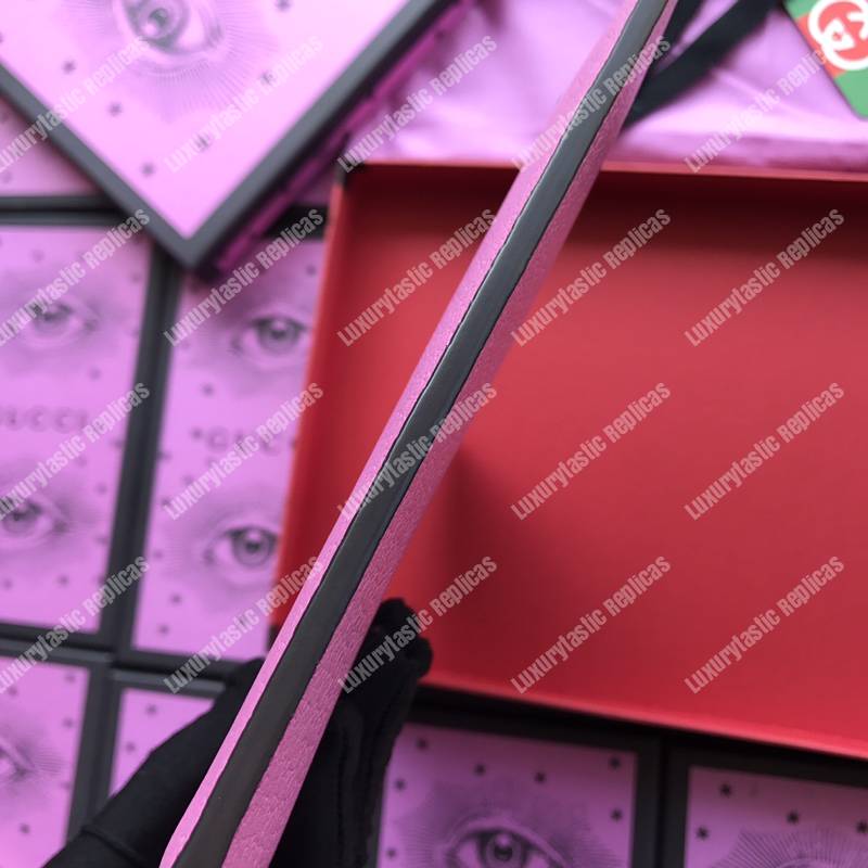 G*u*i leather pouch with double g and crystals pink