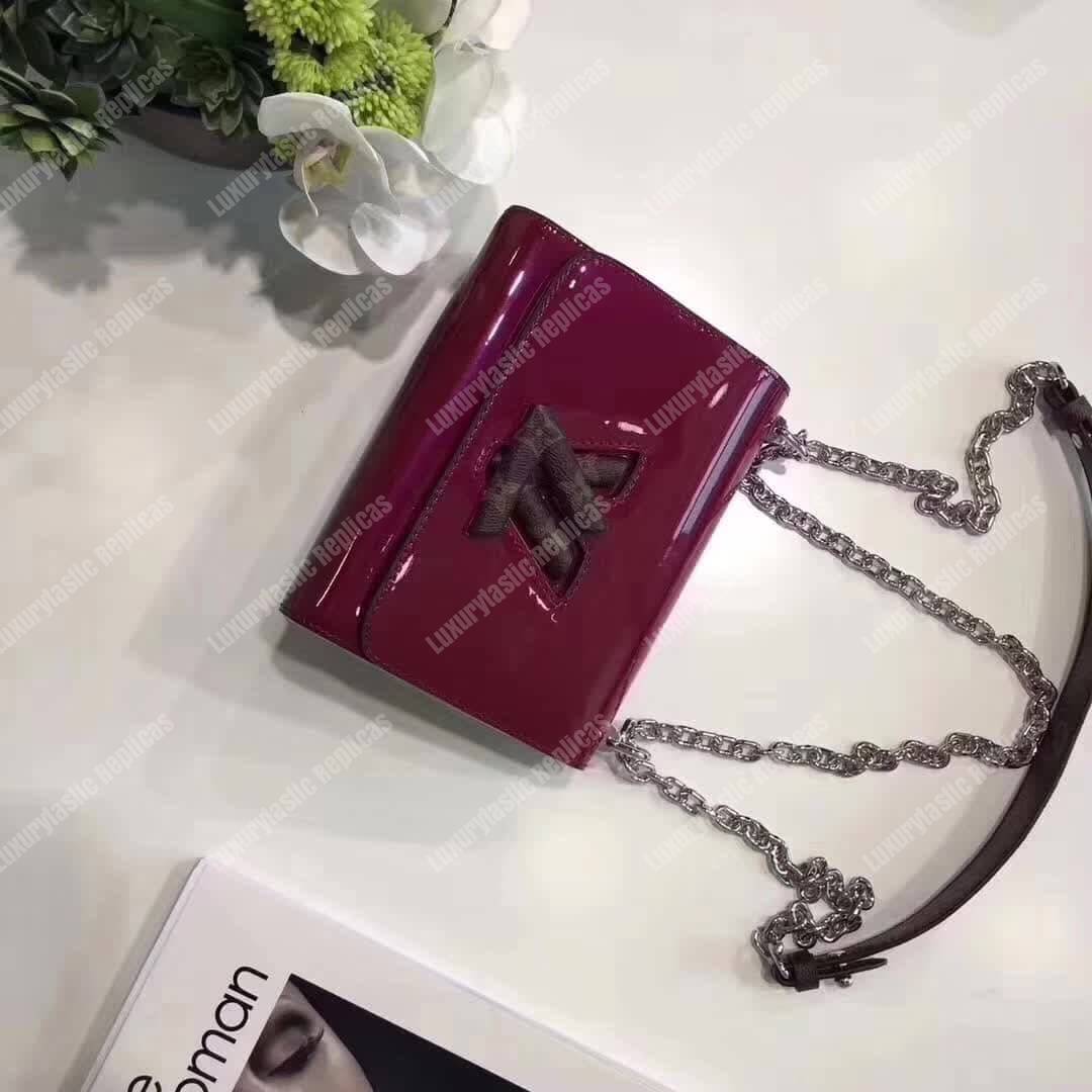 LV Twist PM Monogram Vernis Leather Magenta