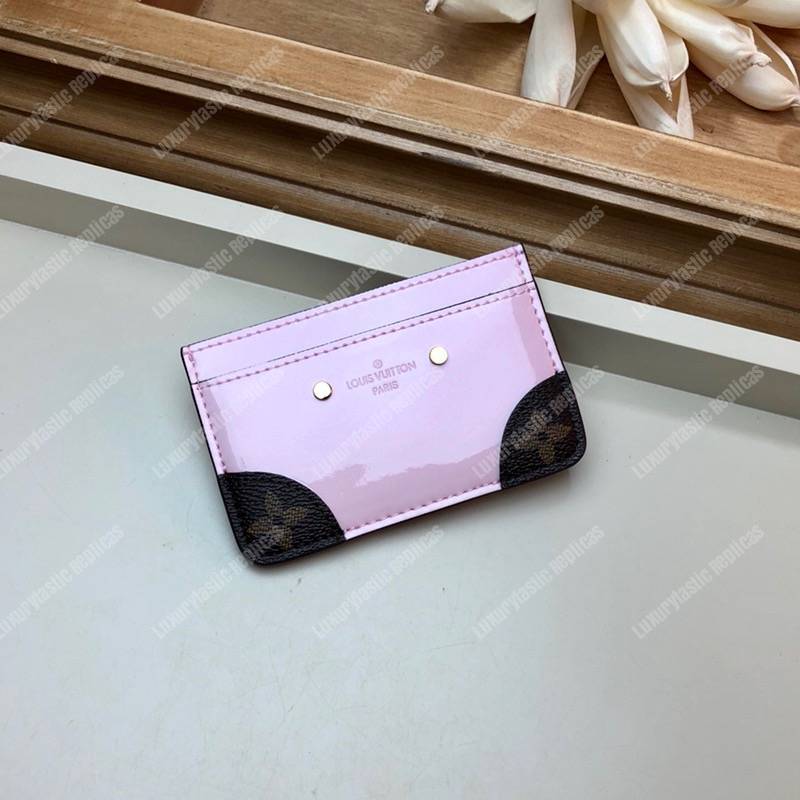 LV Venice Card Holder Vernis Miroir Monogram Rose Ballerine Pink
