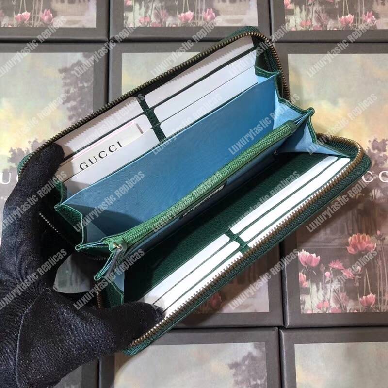 G*u*i garden leather zip around wallet green with bat