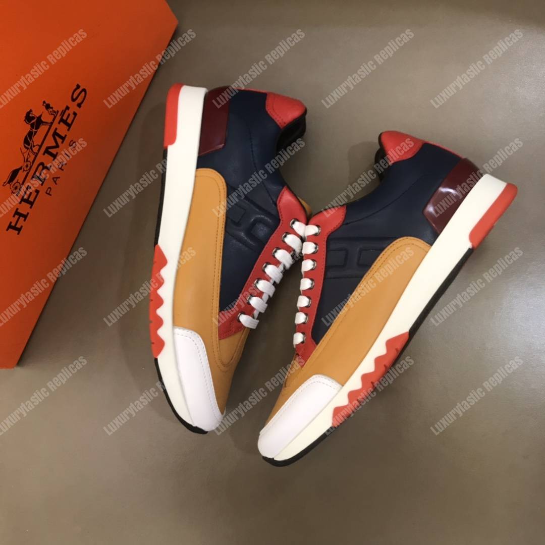 H**mes trail sneaker blue/orange/red