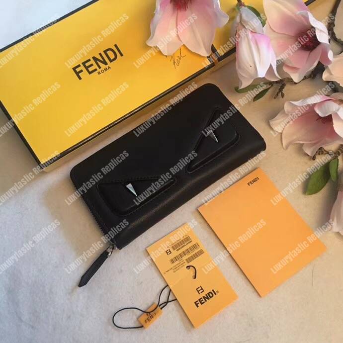 F**di black leather wallet