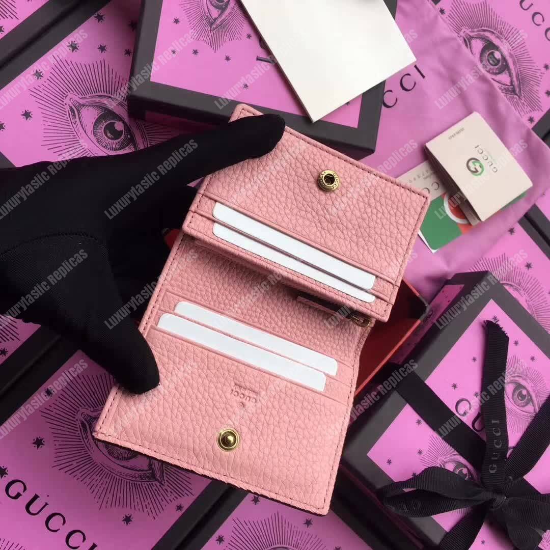 G*u*i animalier card case light pink with bee