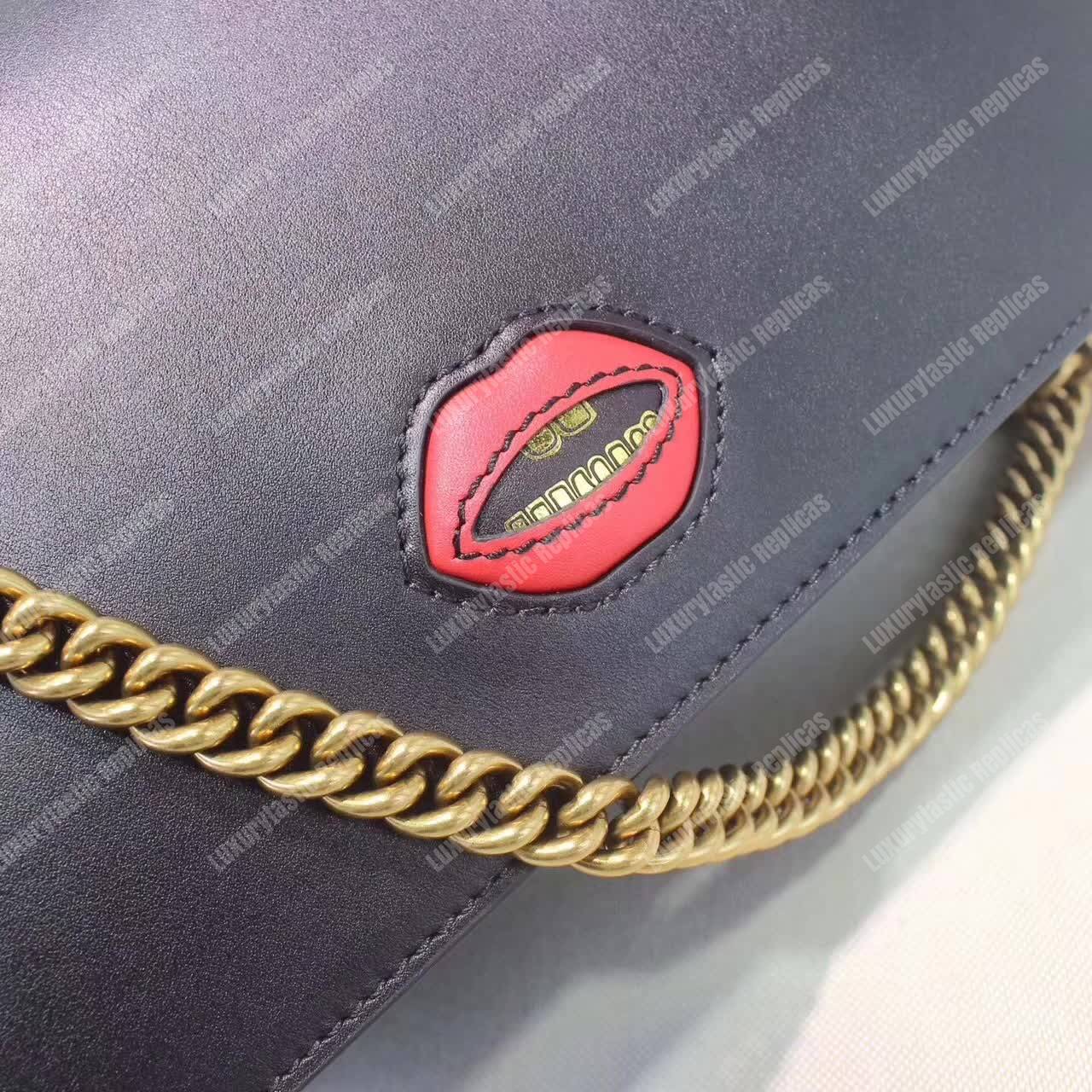 G*u*i gg marmont leather shoulder bag hearts black