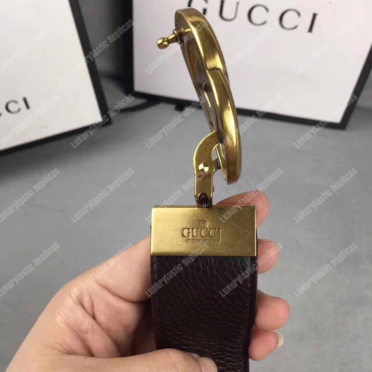 G*u*i reversible leather belt with double g buckle