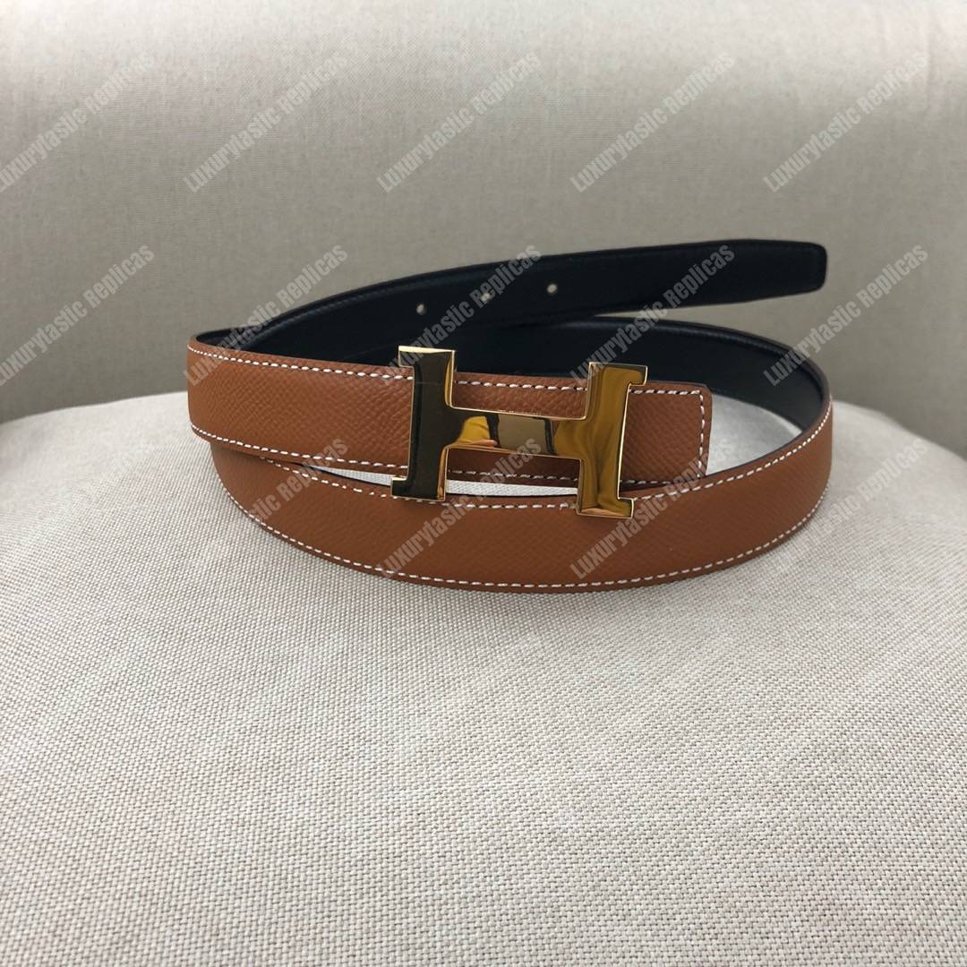 H**mes mini 5382 belt buckle & reversible leather strap brown / black