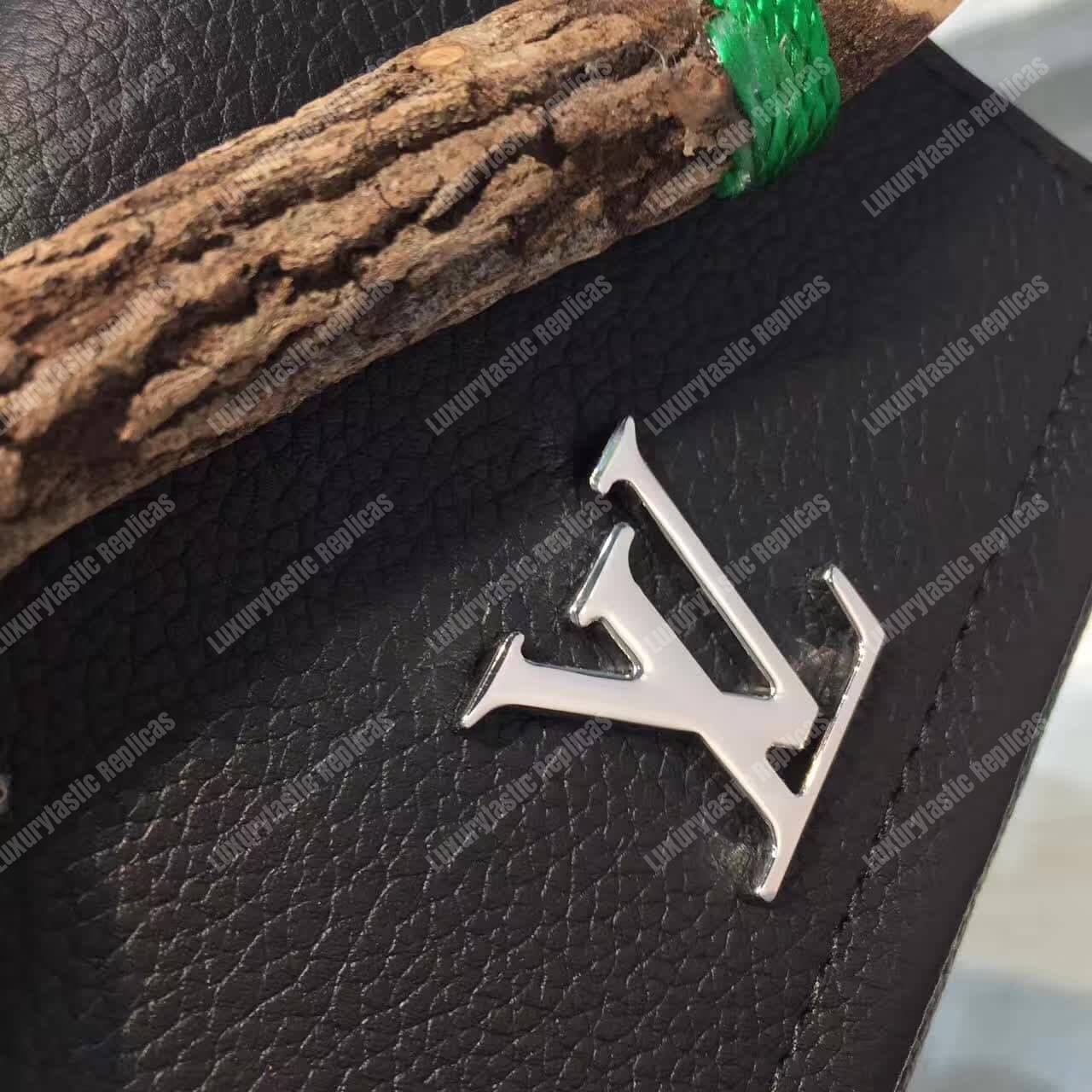 LV LockMe II Compact Wallet Taurillon Leather Noir