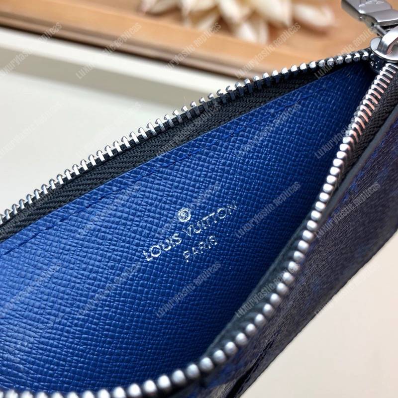 LV Coin Card Holder K45 Taiga Monogram Navy Blue