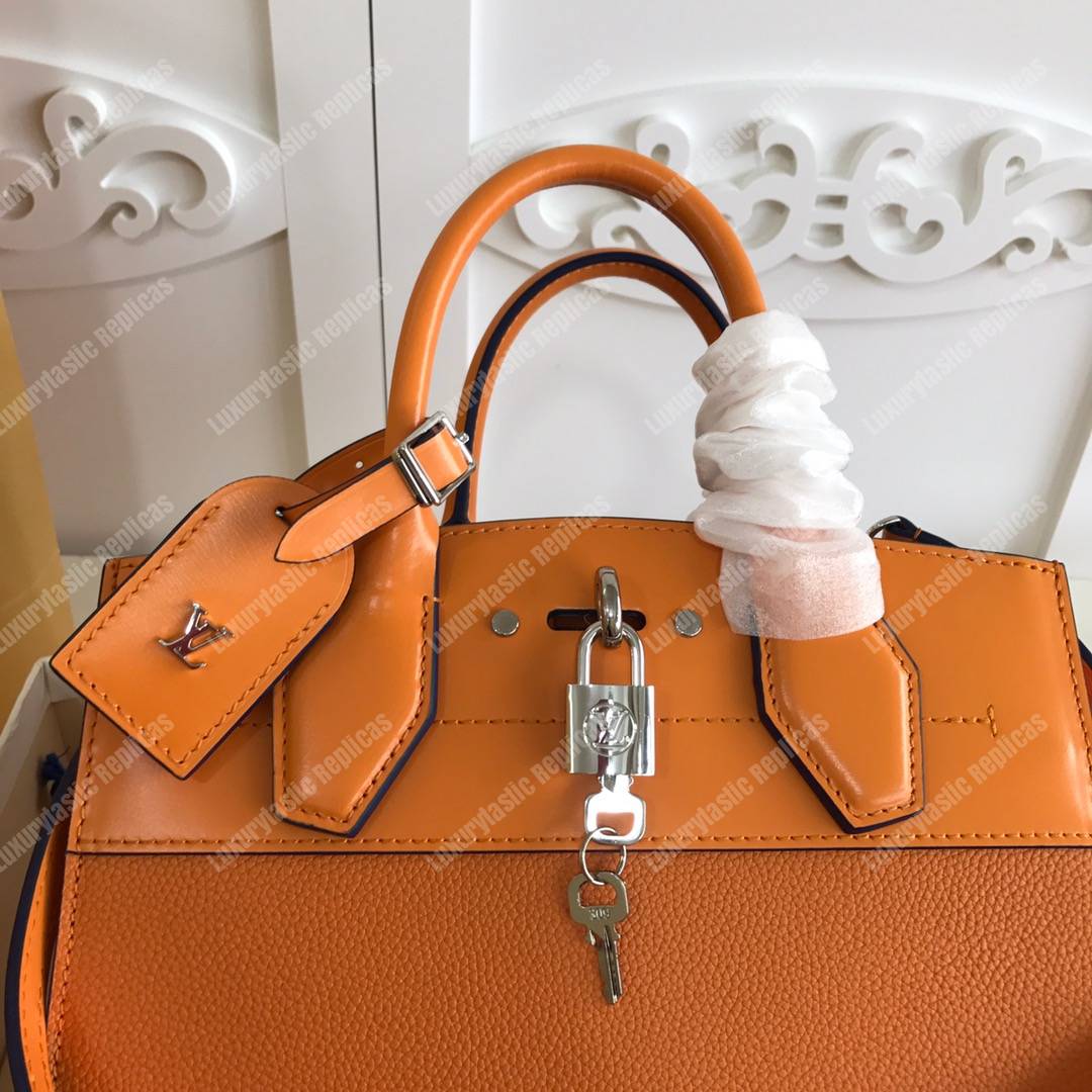 LV City Steamer PM Amaretto Orange/Iris Blue