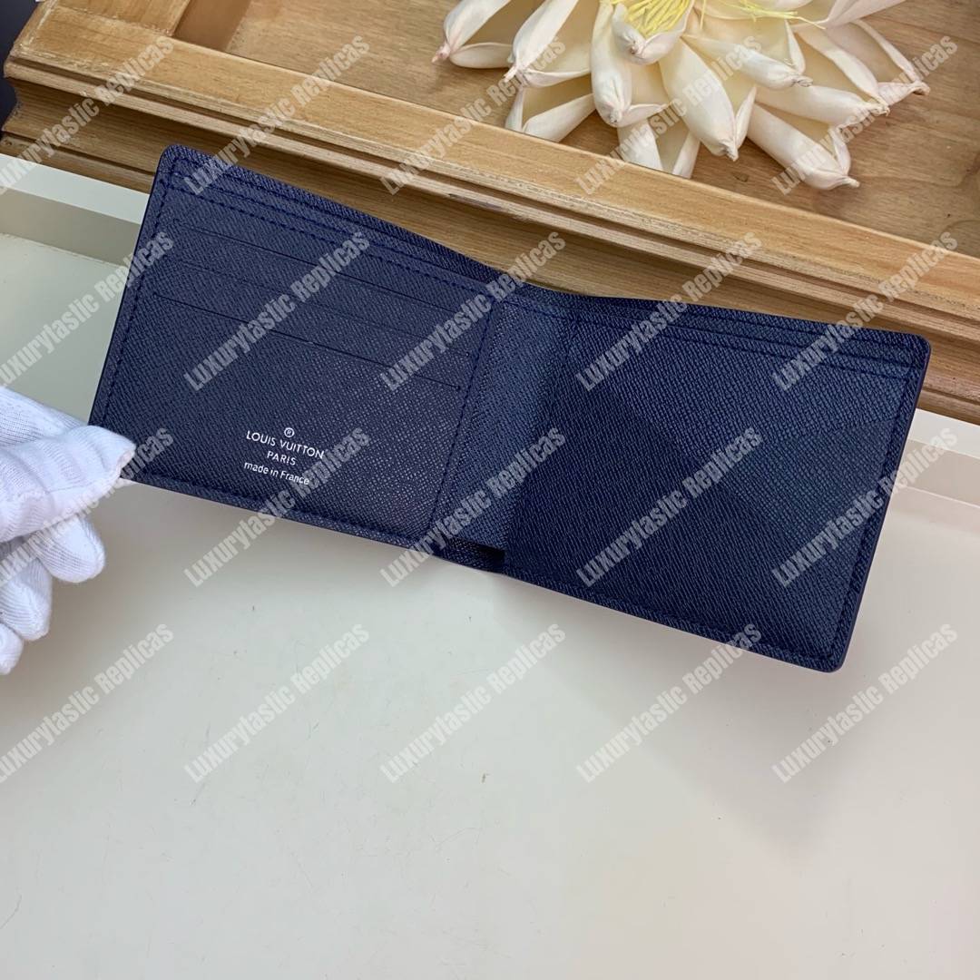 LV Multiple Wallet Epi Leather Marine Bleu Initials