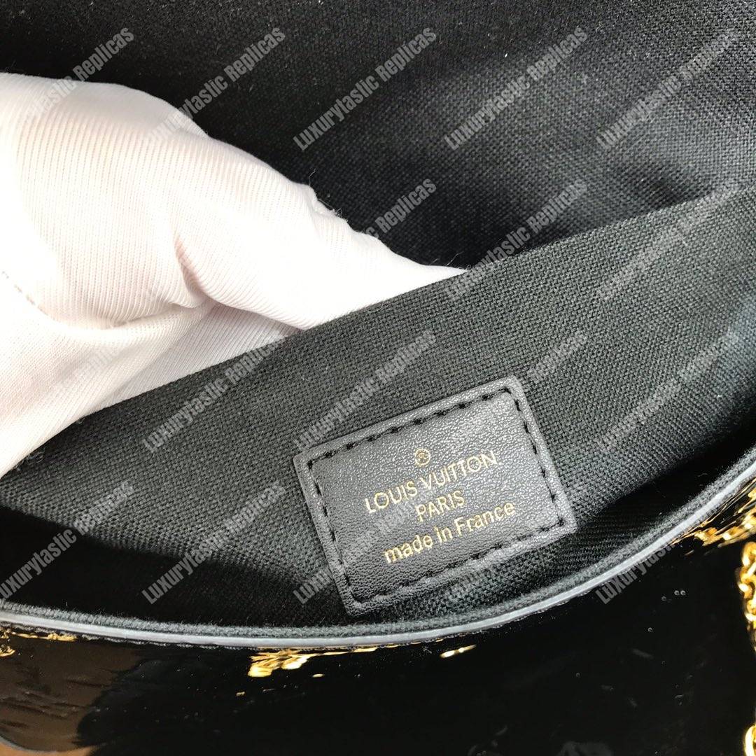 LV Pochette Felicie Monogram Vernis Leather Black