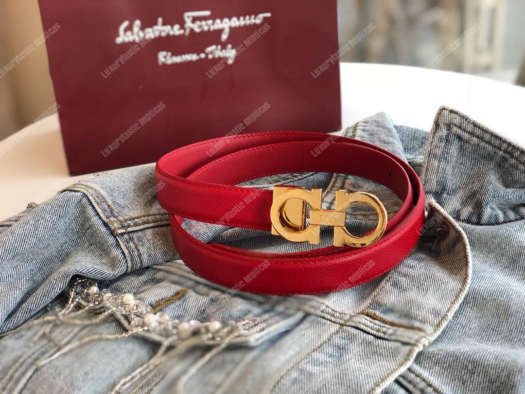 Salvatore Ferragamo Adjustable Gancini Belt Red