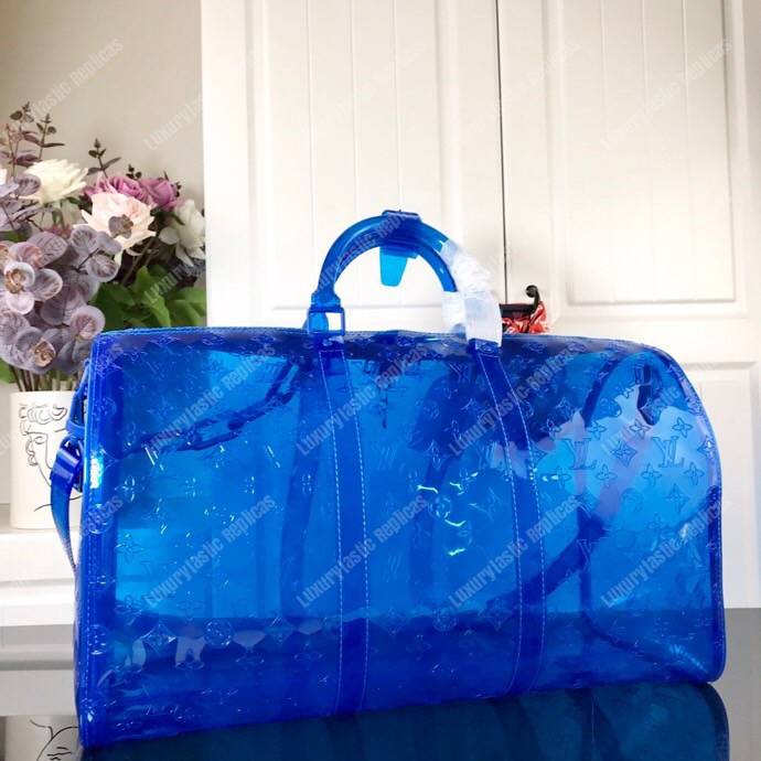 LV Keepall Bandouliere Monogram 50 Blue PVC