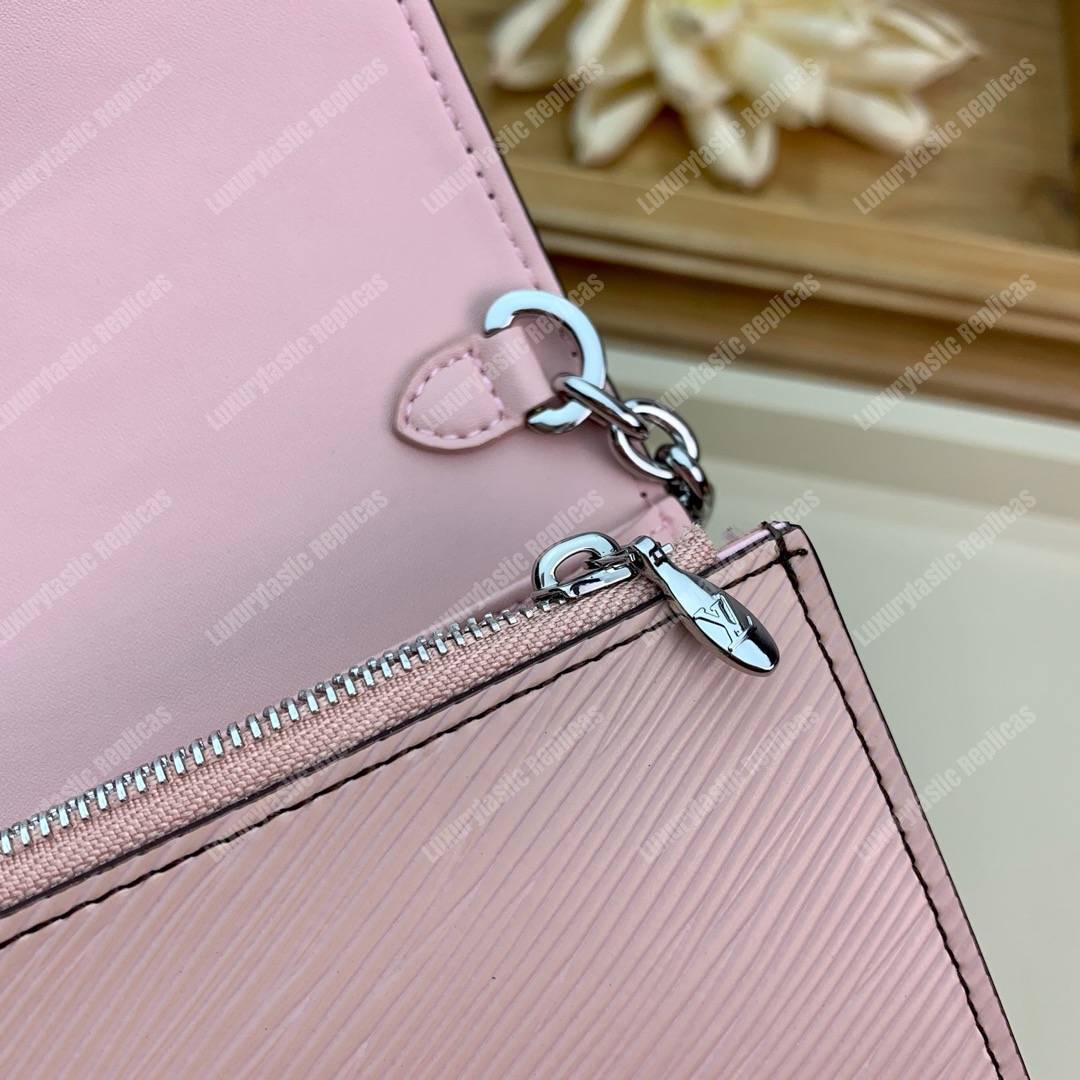LV Twist Chain Wallet Epi Leather Monogram Blanc Rose