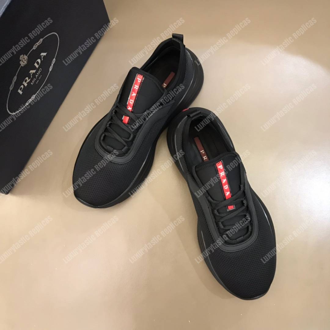 Pra*a mesh and neoprene sneakers full black