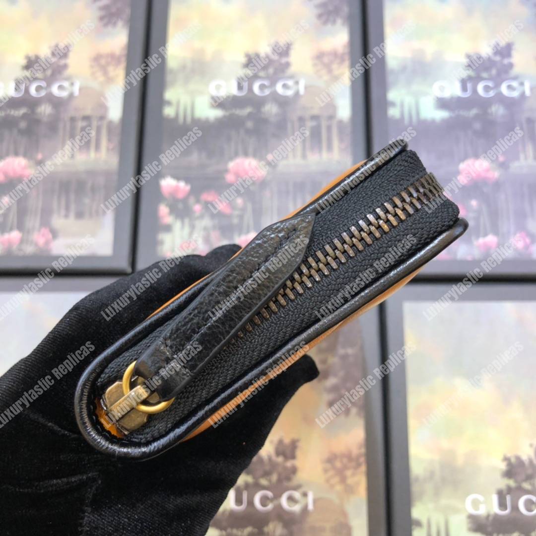 G*u*i gg marmont zip around wallet cognac matelassé