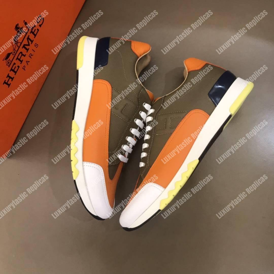 H**mes trail sneaker brown/orange