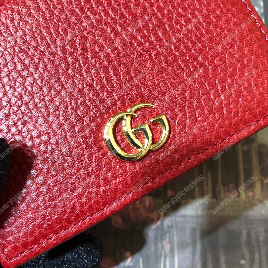 G*u*i leather card case hibiscus red